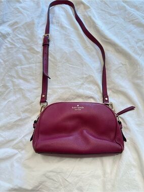 kate spade burgundy Pebbled crossbody Leather double zippered